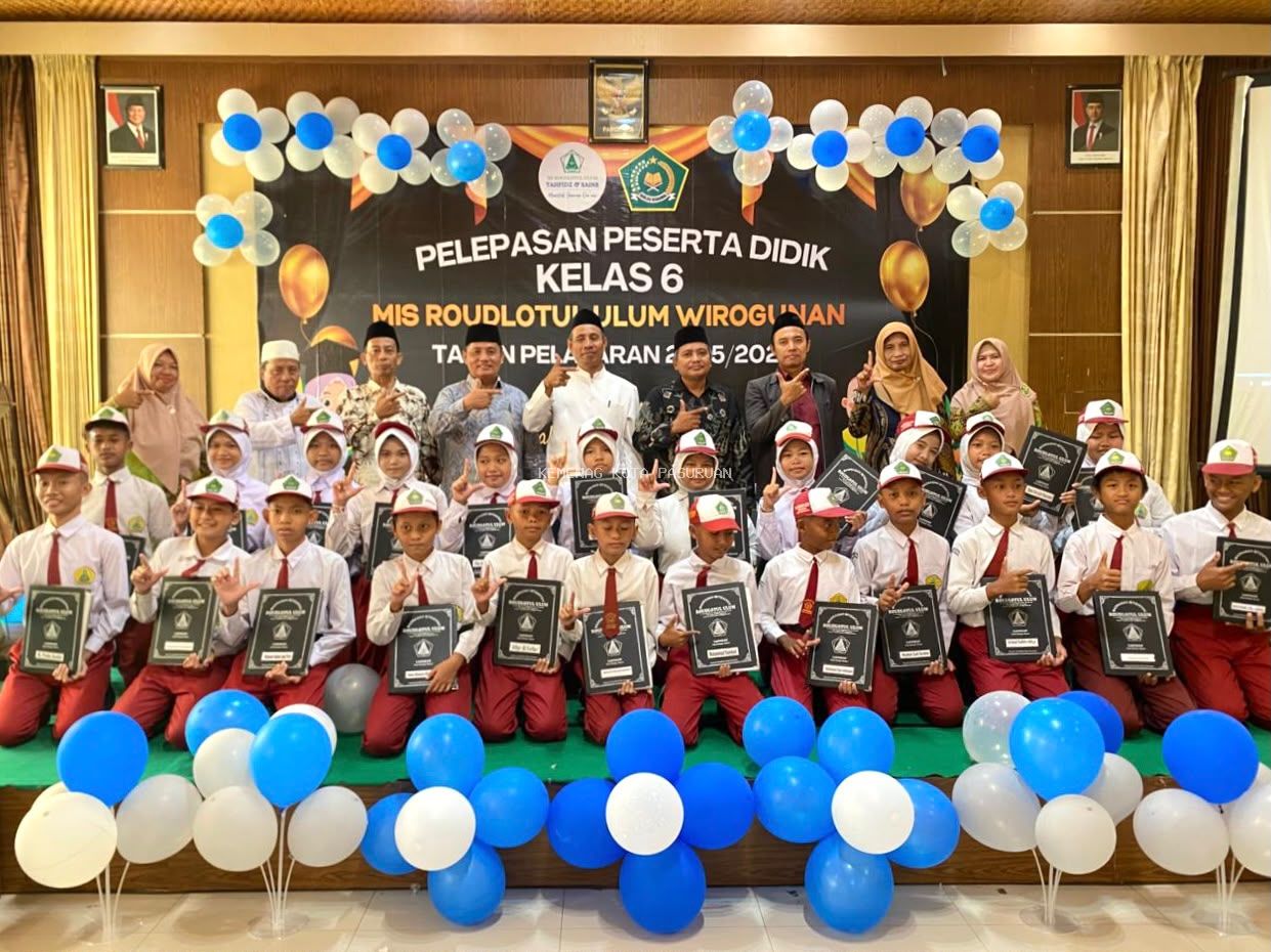 Kemenag Kota Pasuruan Hadiri Pelepasan Siswa MI Roudlotul Ulum, Apresiasi Sinergi Pendidikan Tahfidz dan Sains 